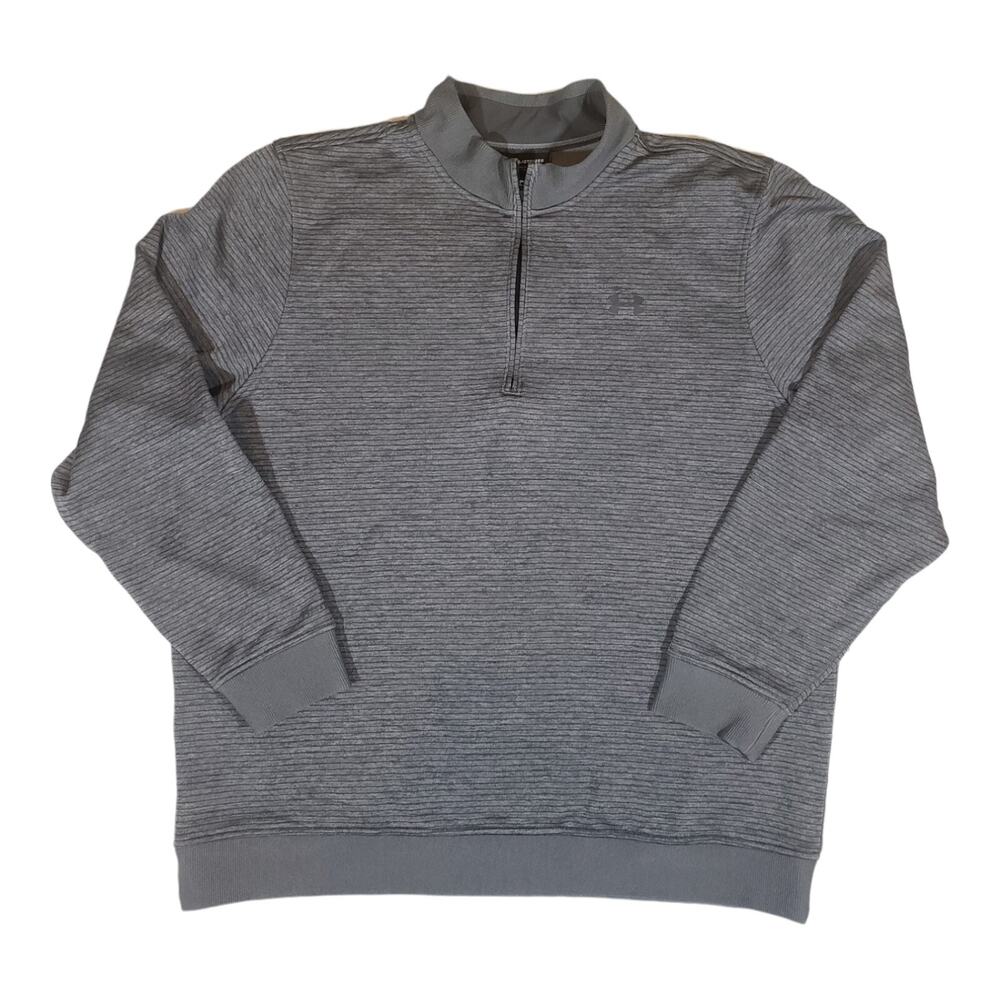 NEW Under Armour ColdGear Partial Zipper Striped Sweater Men's 2XL